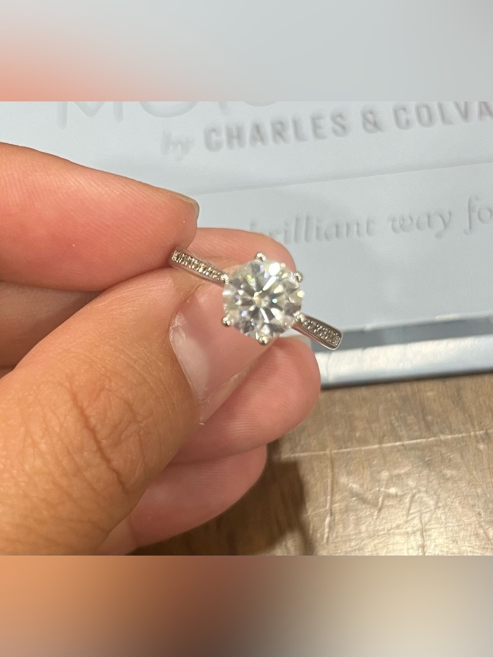 Charles & Colvard 2ct moissanite 925 silver ring size 8